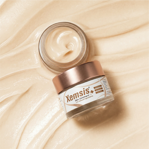 Xemsis cream placed with a beige background
