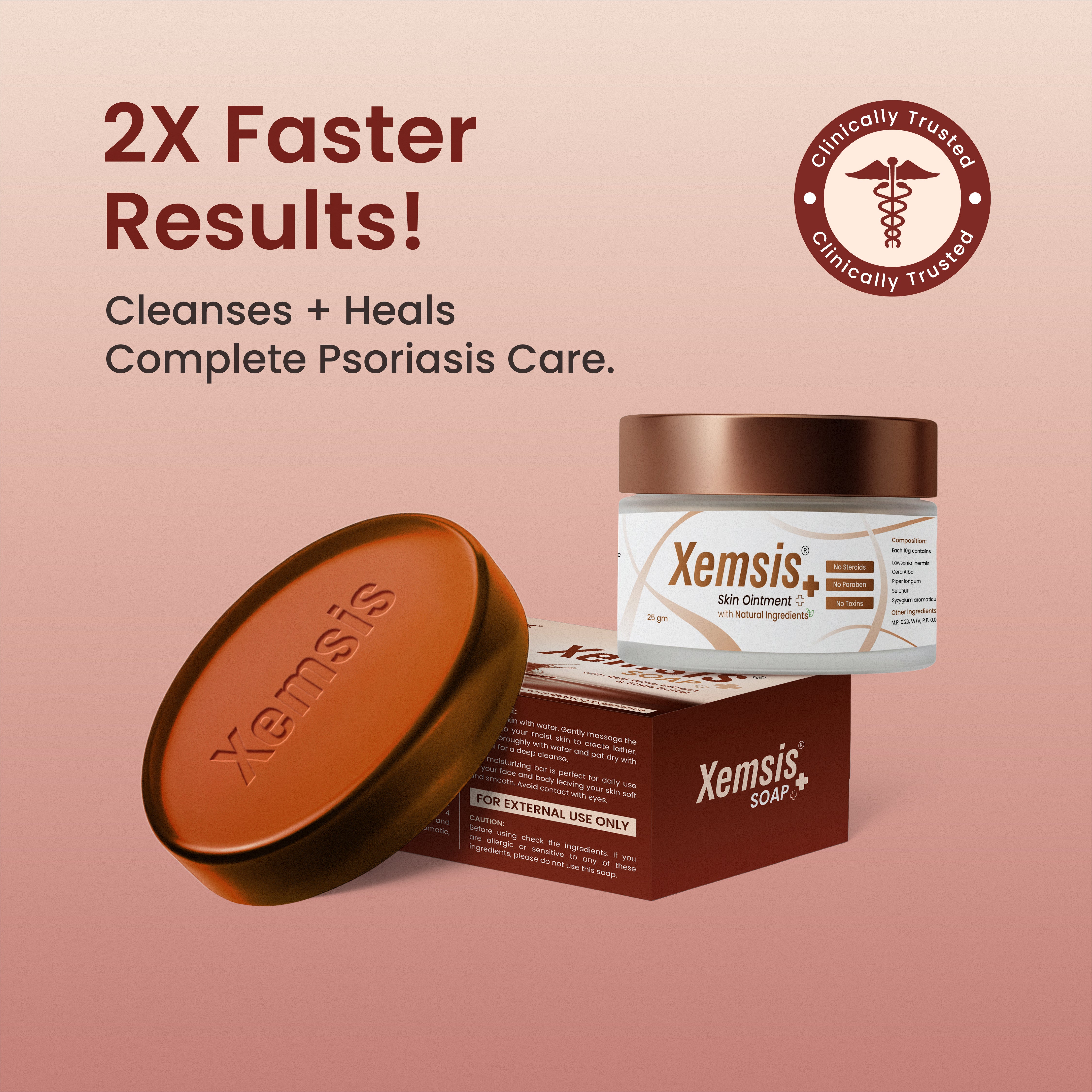 Xemsis Advanced Psoriasis Combo | Repair Cream + Relief Soap | 50gm + 100gm