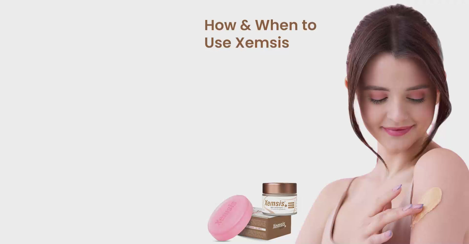 women apply cream with the background video showing how to use soap and cream combo of xemsis