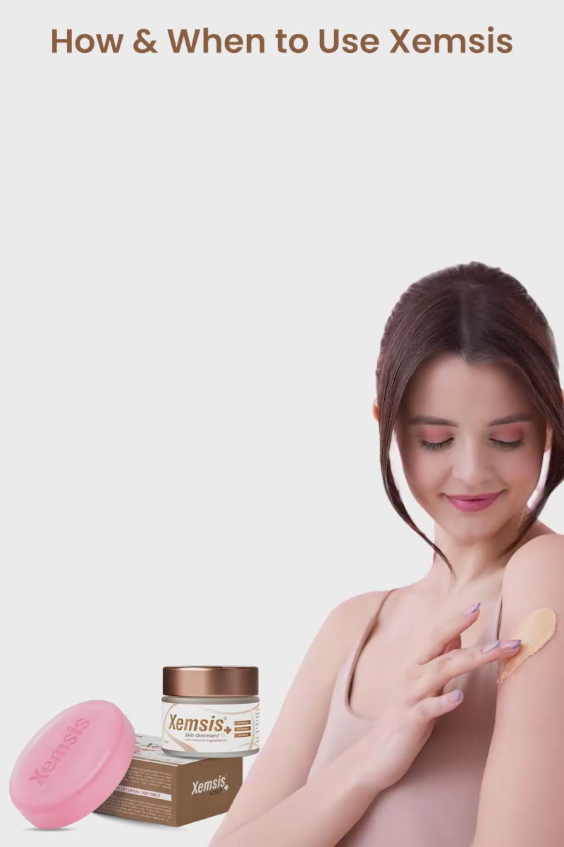 women apply cream with the background video showing how to use soap and cream combo of xemsis